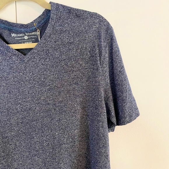 New Men’s Michael Brandon Blue Heather V-Neck Tee - Picture 6 of 9